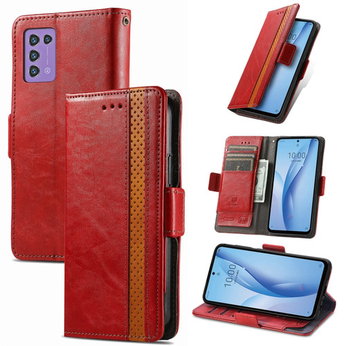 ZTE Libero 5G III CaseNeo Splicing Dual Magnetic Buckle Leather Phone Case - Red