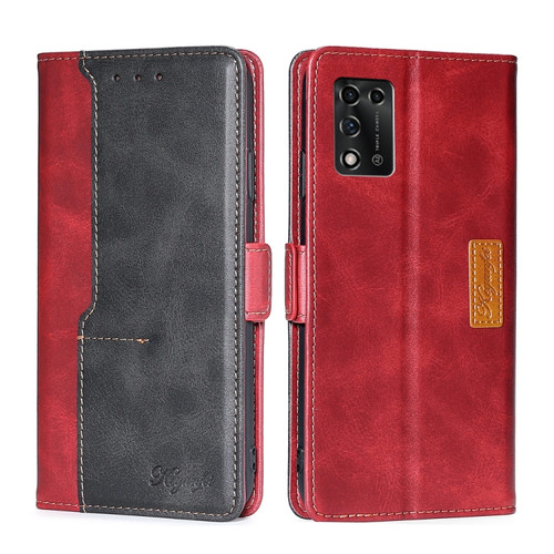 ZTE Libero 5G III Contrast Color Side Buckle Leather Phone Case - Red + Black