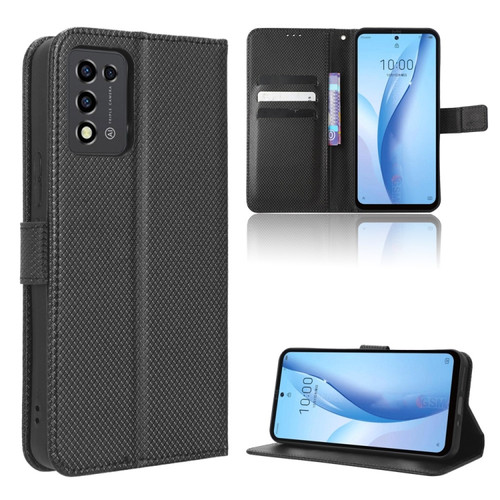 ZTE Libero 5G III Diamond Texture Leather Phone Case - Black