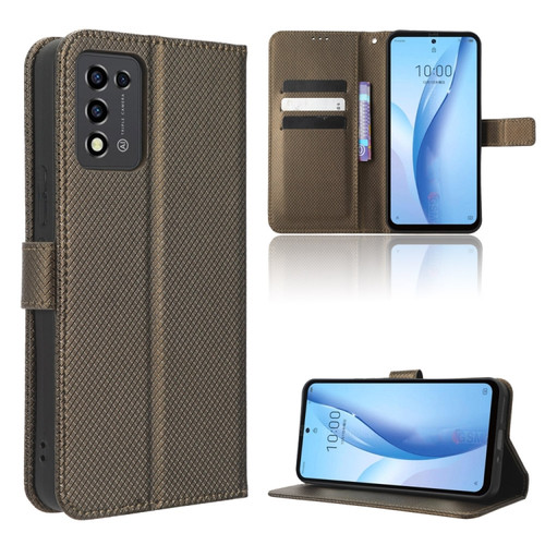 ZTE Libero 5G III Diamond Texture Leather Phone Case - Brown