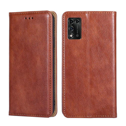 ZTE Libero 5G III Gloss Oil Solid Color Magnetic Leather Phone Case - Brown