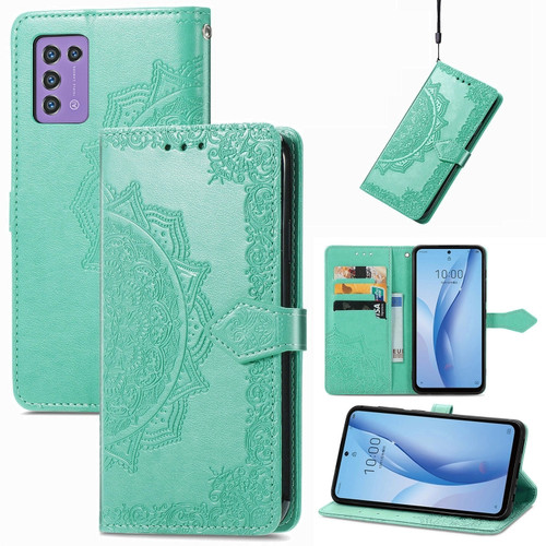 ZTE Libero 5G III Mandala Flower Embossed Leather Phone Case - Green