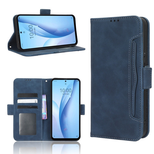 ZTE Libero 5G III Skin Feel Calf Texture Card Slots Leather Phone Case - Blue