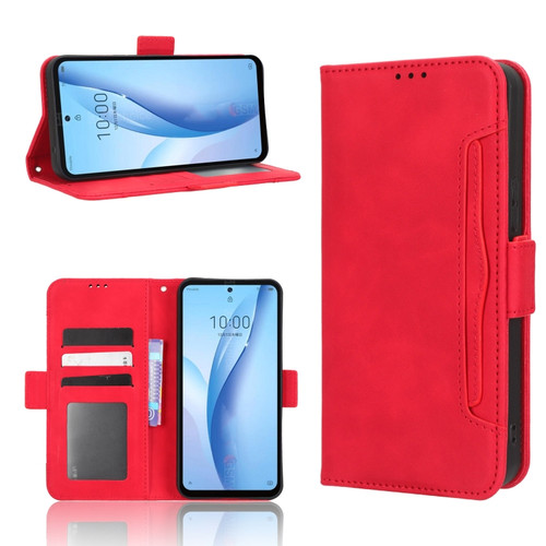 ZTE Libero 5G III Skin Feel Calf Texture Card Slots Leather Phone Case - Red