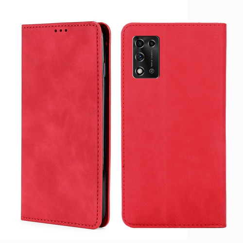 ZTE Libero 5G III Skin Feel Magnetic Horizontal Flip Leather Phone Case - Red