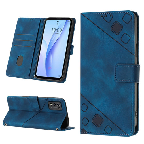 ZTE Libero 5G III Skin-feel Embossed Leather Phone Case - Blue