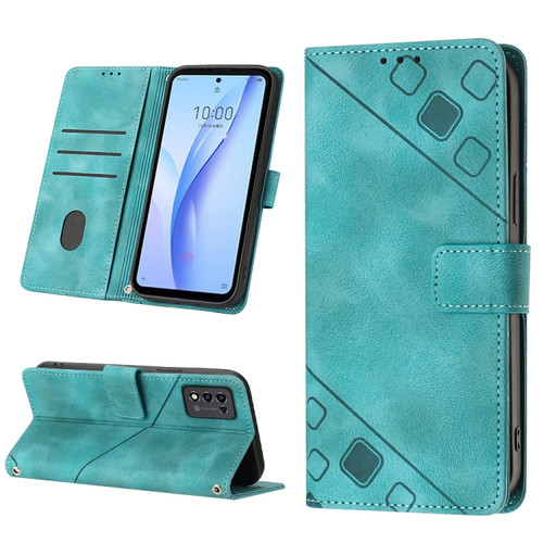 ZTE Libero 5G III Skin-feel Embossed Leather Phone Case - Green