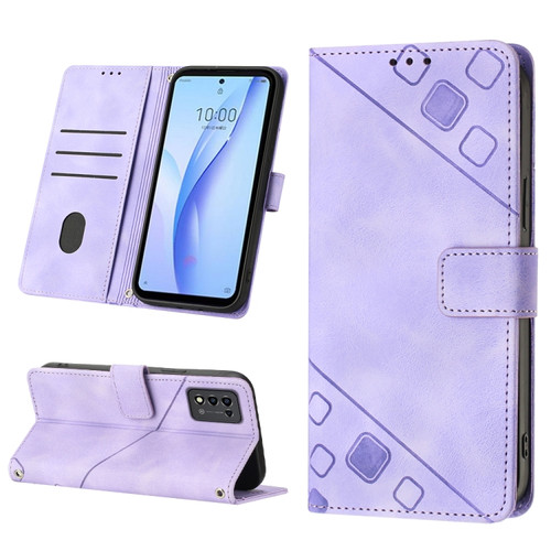 ZTE Libero 5G III Skin-feel Embossed Leather Phone Case - Light Purple