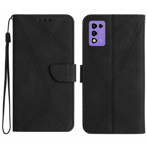 ZTE Libero 5G III Stitching Embossed Leather Phone Case - Black