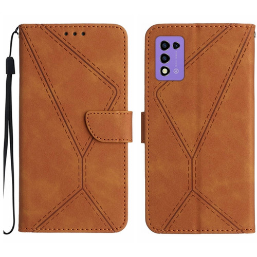 ZTE Libero 5G III Stitching Embossed Leather Phone Case - Brown