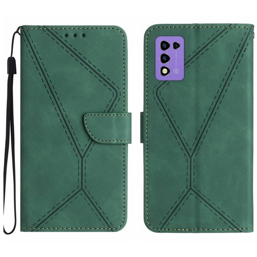 ZTE Libero 5G III Stitching Embossed Leather Phone Case - Green