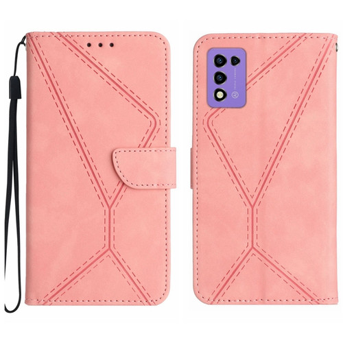 ZTE Libero 5G III Stitching Embossed Leather Phone Case - Pink