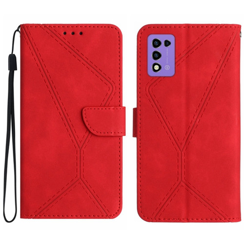 ZTE Libero 5G III Stitching Embossed Leather Phone Case - Red