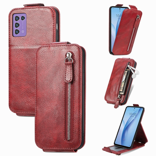 ZTE Libero 5G III Zipper Wallet Vertical Flip Leather Phone Case - Red