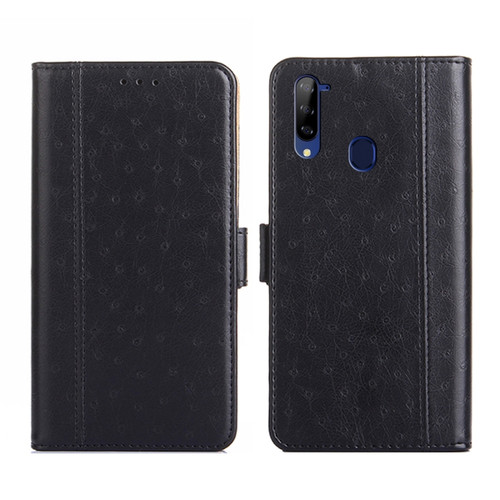 ZTE Libero 5G Ostrich Texture Flip Leather Phone Case - Black