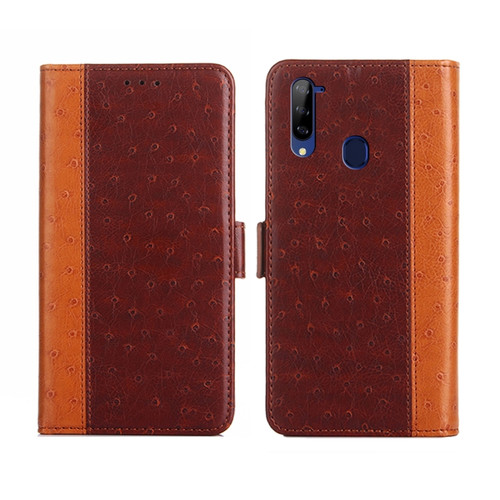 ZTE Libero 5G Ostrich Texture Flip Leather Phone Case - Brown