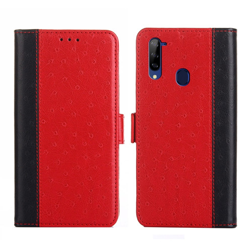 ZTE Libero 5G Ostrich Texture Flip Leather Phone Case - Red