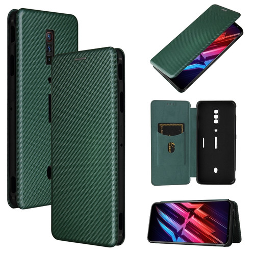 ZTE nubia Red Magic 6 / 6 Pro Carbon Fiber Texture Horizontal Flip TPU + PC + PU Leather Case with Card Slot - Green