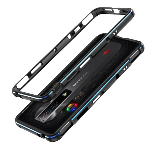 ZTE nubia Red Magic 7 Aurora Series Lens Protector + Metal Frame Phone Case - Black Blue