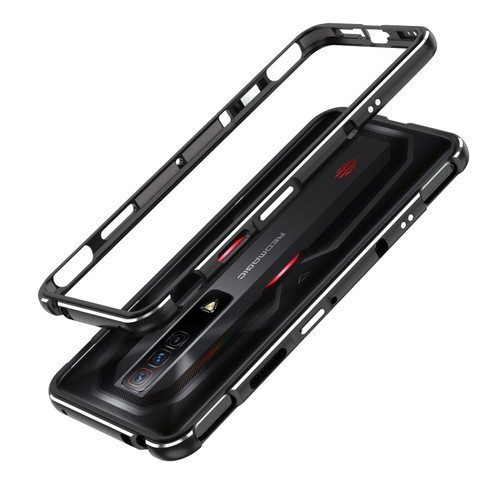 ZTE nubia Red Magic 7 Aurora Series Lens Protector + Metal Frame Phone Case - Black Silver