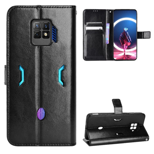 ZTE nubia Red Magic 7 Pro Crazy Horse Texture Horizontal Flip Phone Leather Case - Black