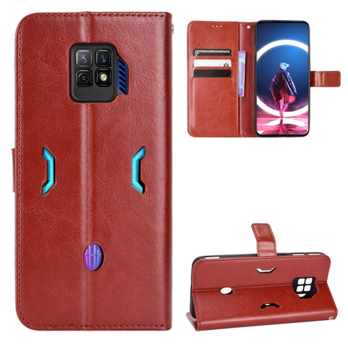 ZTE nubia Red Magic 7 Pro Crazy Horse Texture Horizontal Flip Phone Leather Case - Brown
