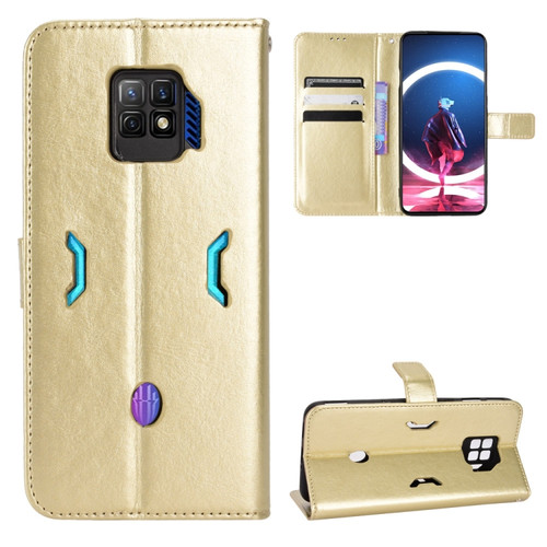 ZTE nubia Red Magic 7 Pro Crazy Horse Texture Horizontal Flip Phone Leather Case - Gold