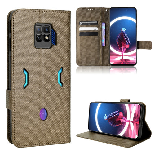 ZTE Nubia Red Magic 7S Pro Diamond Texture Leather Phone Case - Brown