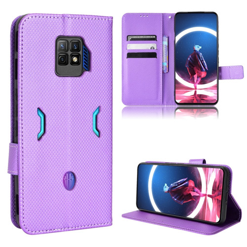 ZTE Nubia Red Magic 7S Pro Diamond Texture Leather Phone Case - Purple