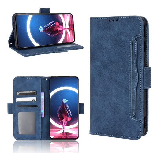 ZTE Nubia Red Magic 7S Pro Skin Feel Calf Texture Card Slots Leather Phone Case - Blue