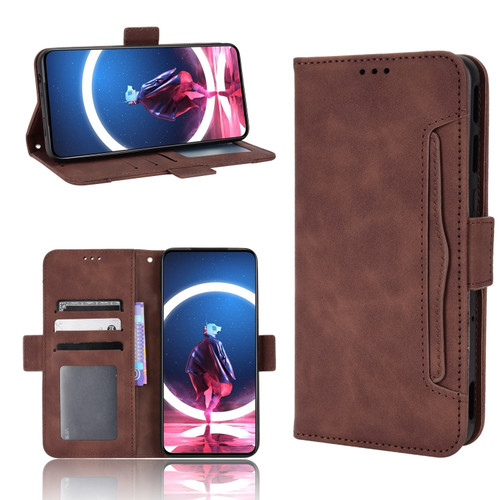 ZTE Nubia Red Magic 7S Pro Skin Feel Calf Texture Card Slots Leather Phone Case - Brown