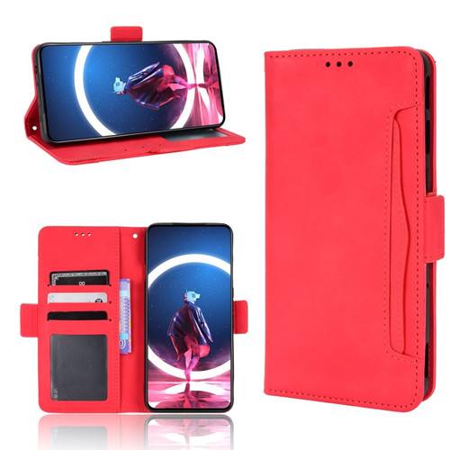 ZTE Nubia Red Magic 7S Pro Skin Feel Calf Texture Card Slots Leather Phone Case - Red