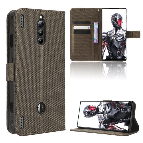 ZTE nubia Red Magic 8 Pro / 8 Pro+ Diamond Texture Leather Phone Case - Brown