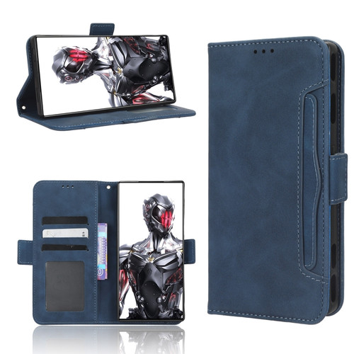 ZTE nubia Red Magic 8 Pro / 8 Pro+ Skin Feel Calf Texture Card Slots Leather Phone Case - Blue
