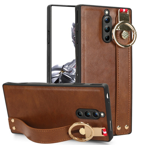 ZTE nubia Red Magic 8 Pro+ Wristband Leather Back Phone Case - Brown