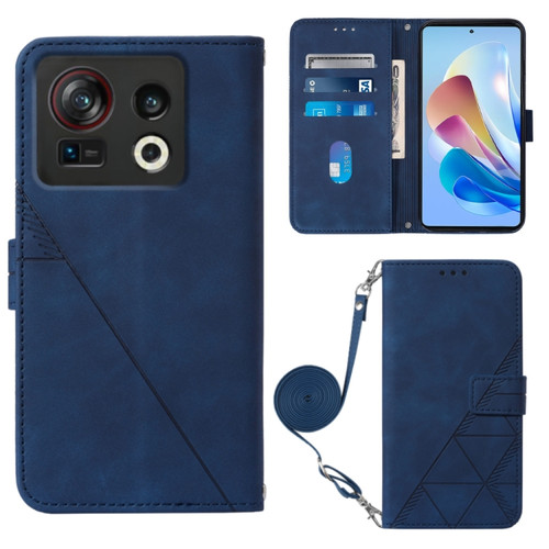 ZTE Nubia Z40S Pro Crossbody 3D Embossed Flip Leather Phone Case - Blue