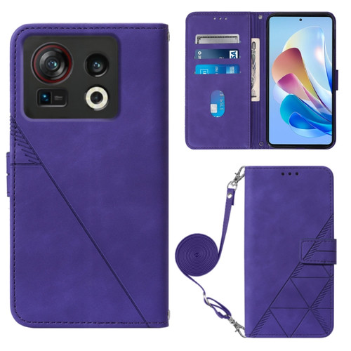 ZTE Nubia Z40S Pro Crossbody 3D Embossed Flip Leather Phone Case - Purple