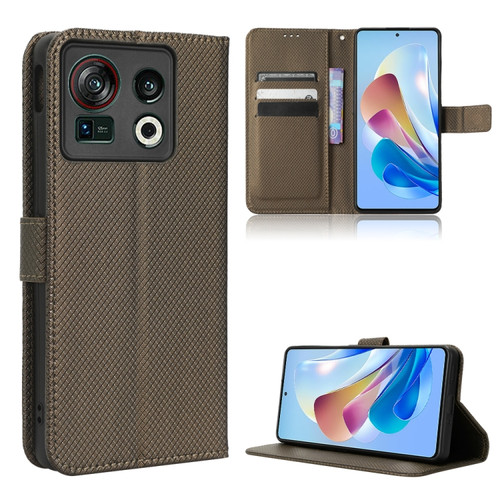 ZTE Nubia Z40S Pro Diamond Texture Leather Phone Case - Brown