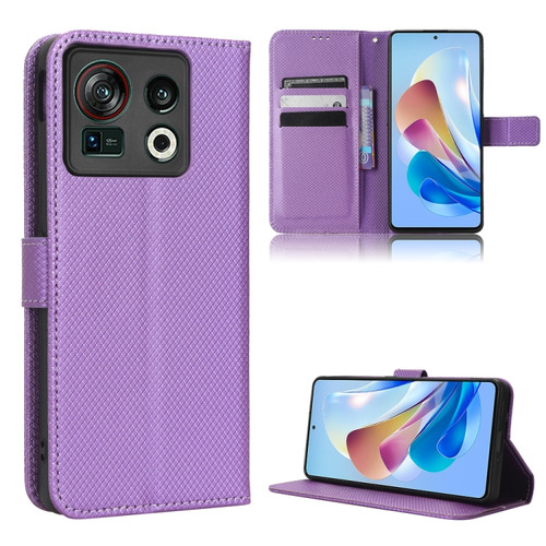 ZTE Nubia Z40S Pro Diamond Texture Leather Phone Case - Purple