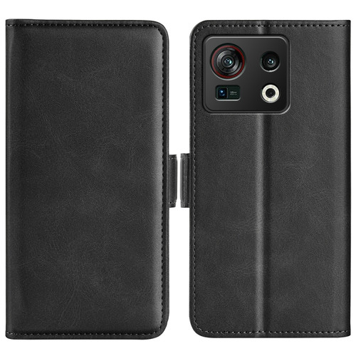 ZTE nubia Z40S Pro Dual-side Magnetic Buckle Horizontal Flip Leather Phone Case - Black