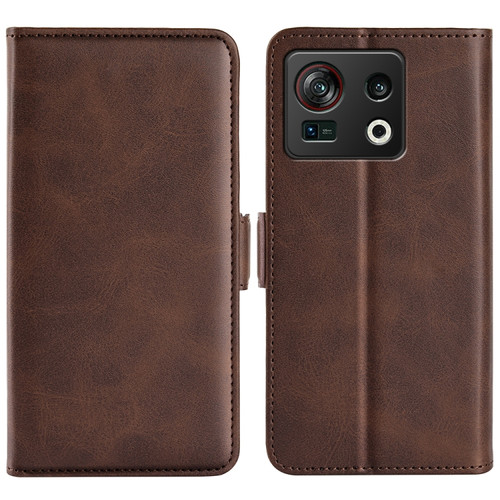 ZTE nubia Z40S Pro Dual-side Magnetic Buckle Horizontal Flip Leather Phone Case - Brown