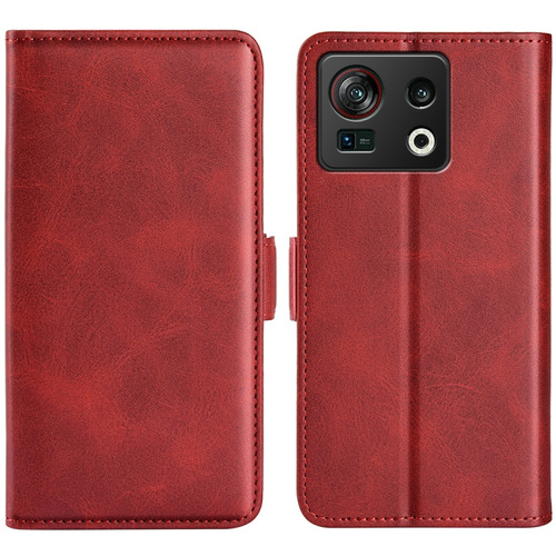 ZTE nubia Z40S Pro Dual-side Magnetic Buckle Horizontal Flip Leather Phone Case - Red