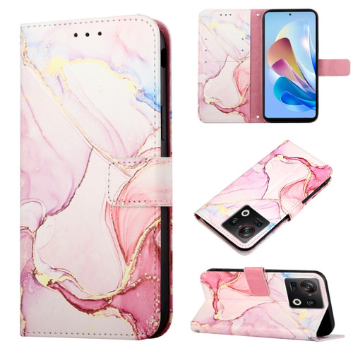 ZTE Nubia Z40S Pro PT003 Marble Pattern Flip Leather Phone Case - Rose Gold LS005