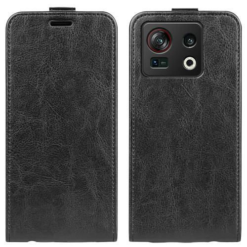 ZTE Nubia Z40S Pro R64 Texture Single Vertical Flip Leather Phone Case - Black