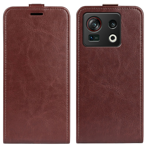 ZTE Nubia Z40S Pro R64 Texture Single Vertical Flip Leather Phone Case - Brown