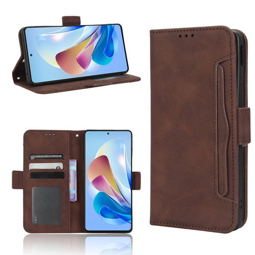 ZTE Nubia Z40S Pro Skin Feel Calf Texture Card Slots Leather Phone Case - Brown