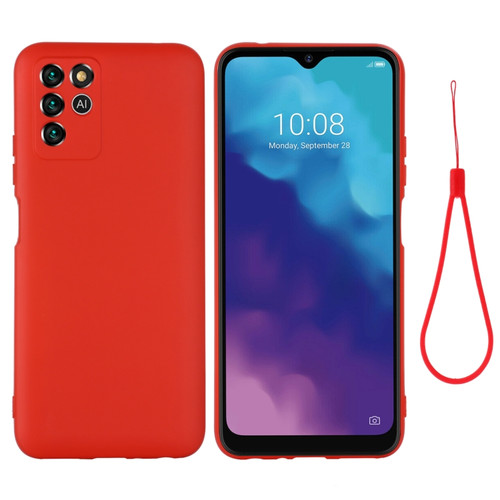 ZTE V30 Vita Pure Color Liquid Silicone Shockproof Full Coverage Phone Case - Red