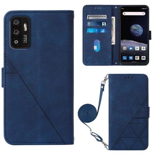 ZTE ZMAX 11 Z6251 Crossbody 3D Embossed Flip Leather Phone Case - Blue