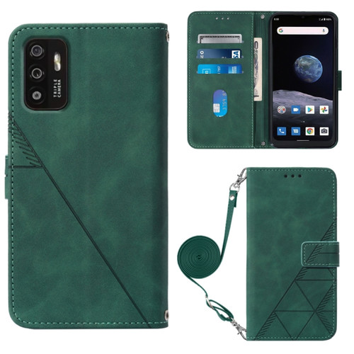 ZTE ZMAX 11 Z6251 Crossbody 3D Embossed Flip Leather Phone Case - Dark Green