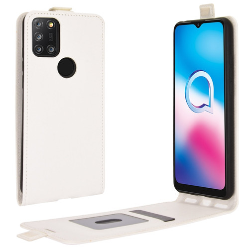 Alcatel 3X 2020 R64 Texture Single Vertical Flip Leather Protective Case with Card Slots & Photo Frame - White